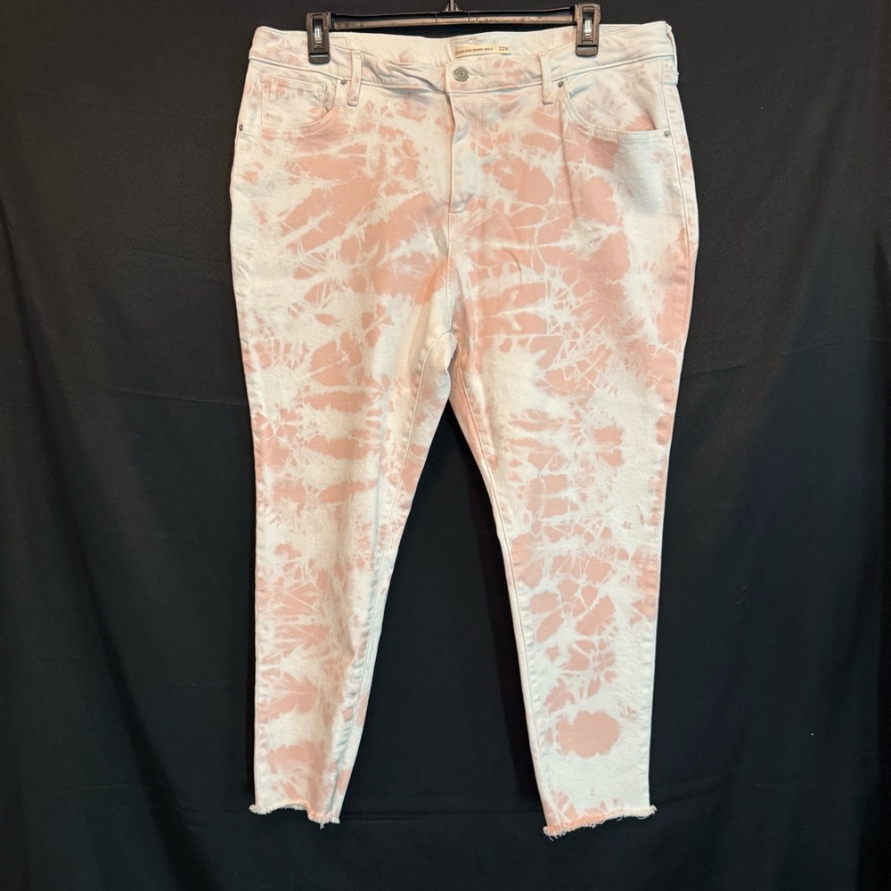 Levi's 22W 721 High Rise Skinny Ankle Womens Pink Tie Dye Jeans Stretch Denim